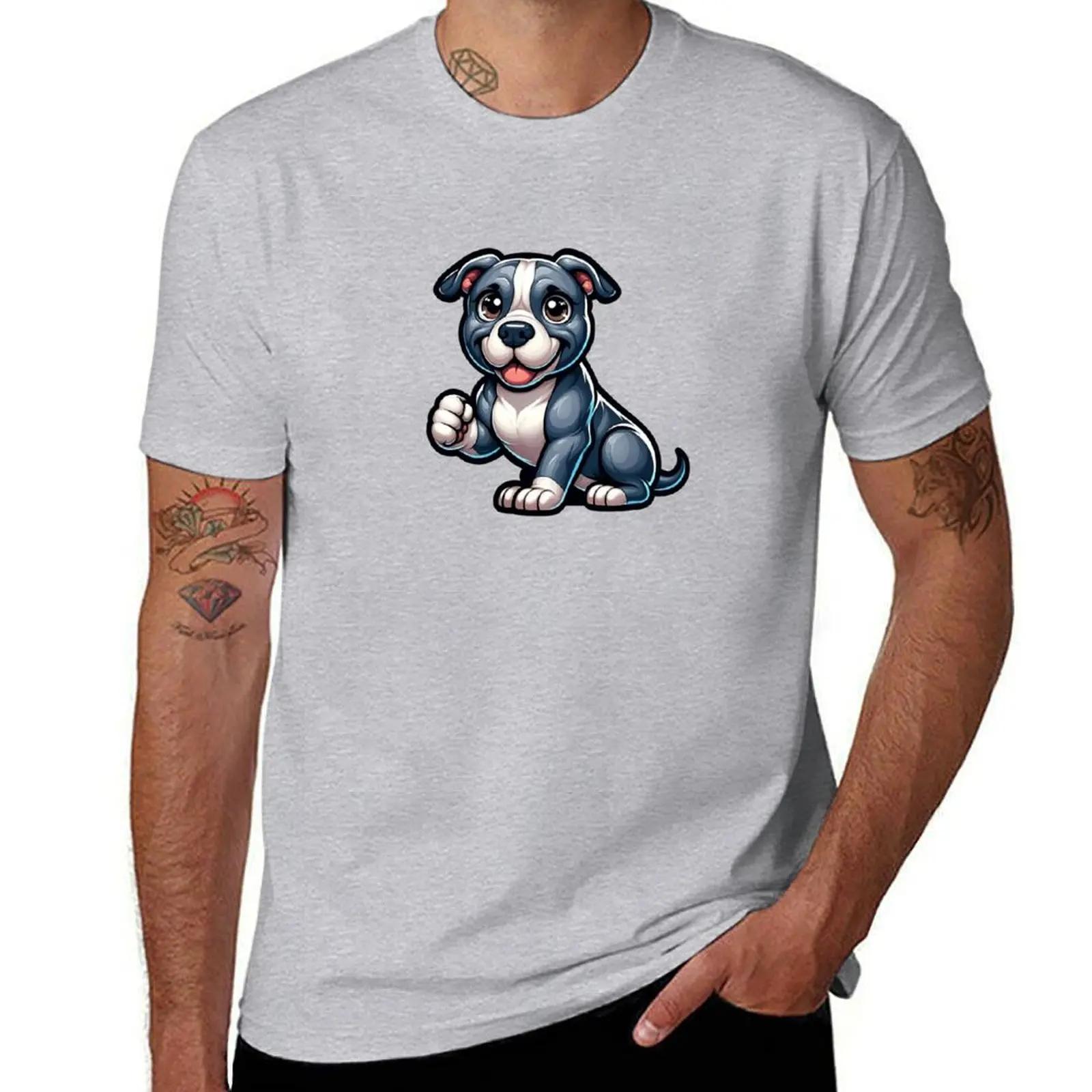 Cute Friendly American Pit Bull Terrier Breed Cartoony TShirt animal prinfor boys graphics customs men t shirt S