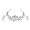 Rhinestone Tiara Hard Alloy Strong Rustproof Elegant Sparkling Compact Princess Tiara with Dangle Earrings for Party