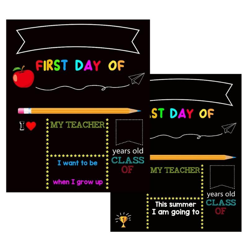 Back to School Board First & Last Day of Kindergarten Sign Double-Sided Erasable Chalkboard Message Board For Preschool