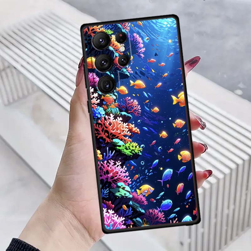 

Cartoon Anime Turtle Elephant Phone Case For Samsung Galaxy S26 S25 S24 S23 S22 S21 S20 Ultra Plus FE 5G Black Soft TPU Galaxy S24 FE