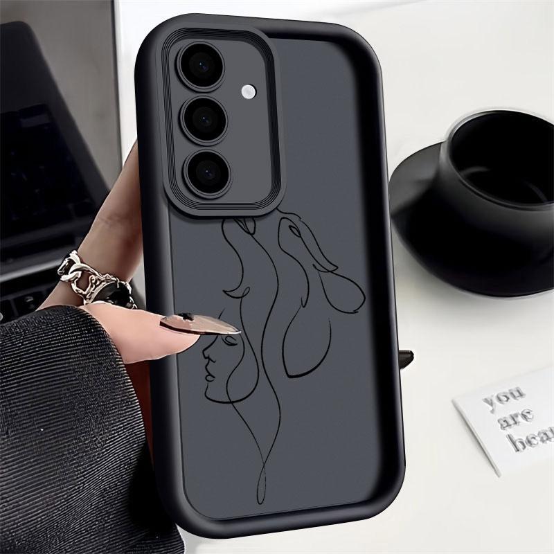 Phone Case For Samsung S26 S25 S24 S23 S21 S20 Ultra Animal Woman Girl Face Line Funda For Galaxy S25 S24 FE S26 Plus Soft Cover