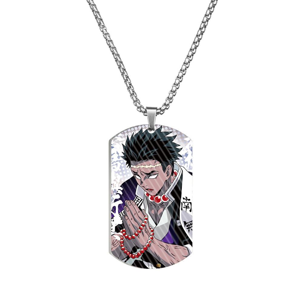 Demon Slayer Kimetsu No Yaiba Tanjiro Nezuko Stainless Steel Color Printed Dog Tag Necklace Anime Cosplay Accessory Gift For