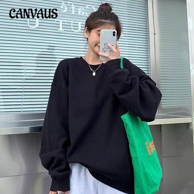 Autunno e Inverno Girocollo Taglia Forte Largo da Donna Coppia Indossabile Pullover Manica Lunga Imbottito