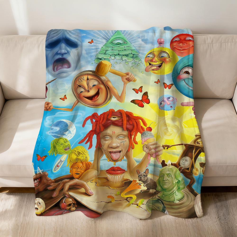 Singer Cool Pop Art T-Trippie R-Redd Flannel Soft Warm Plush Blanket Sofa Living Room Pet Hogar Bedroom Gift Home Car Portable