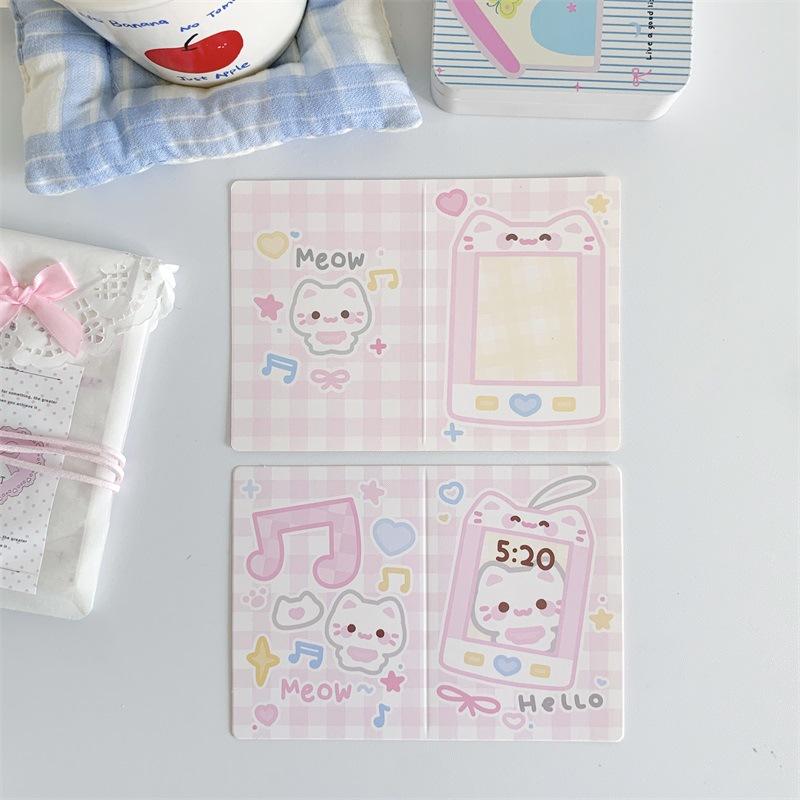 10 Pcs Kawaii Cartoon Folding Page for Girl  3-inch Photo Card Packing Protective Decor Board Card Packaging