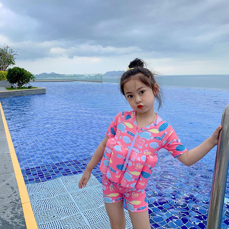 2022 Girls' Short-Sleeve Buoyancy Swimsuit for Infants and Toddlers