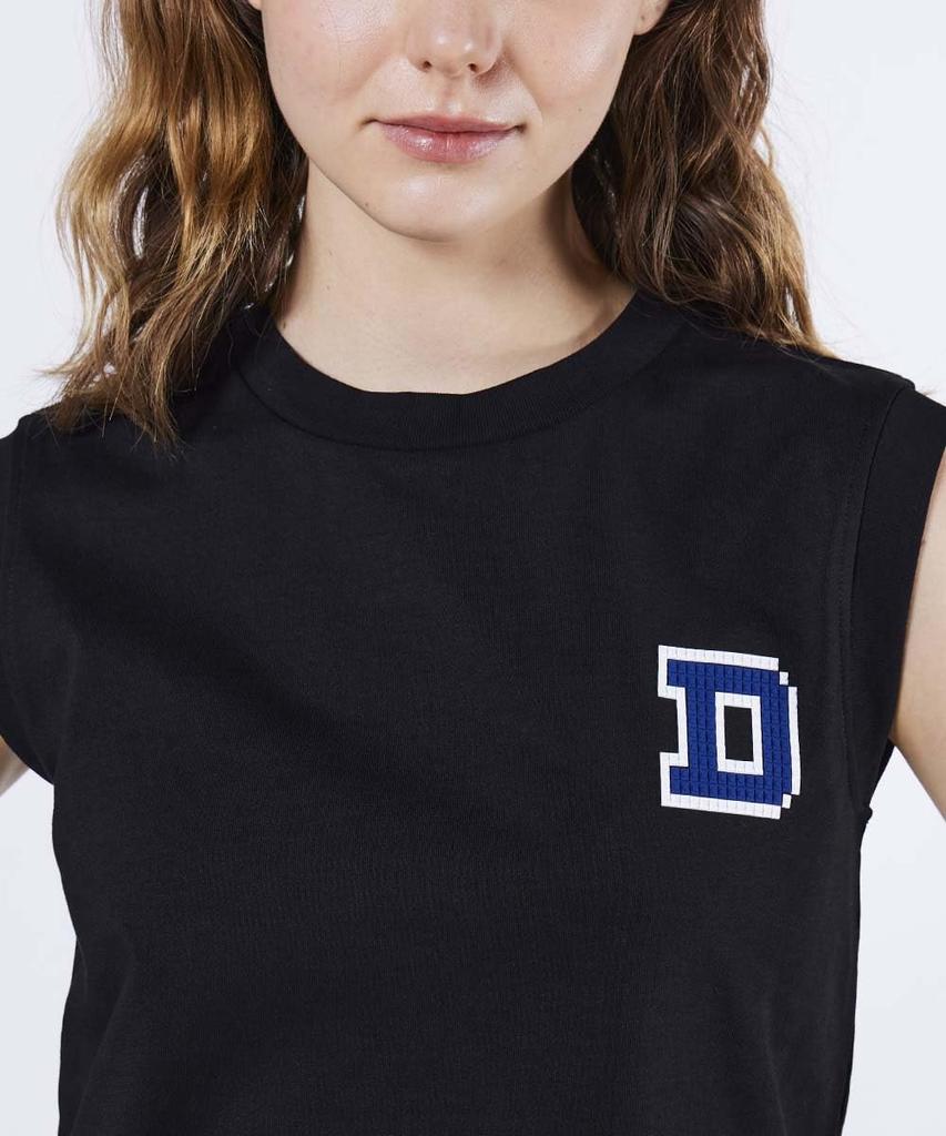 Double Standard Clothing D Logo Block Sleeveless Black Top, 0208-000-252, Women's,