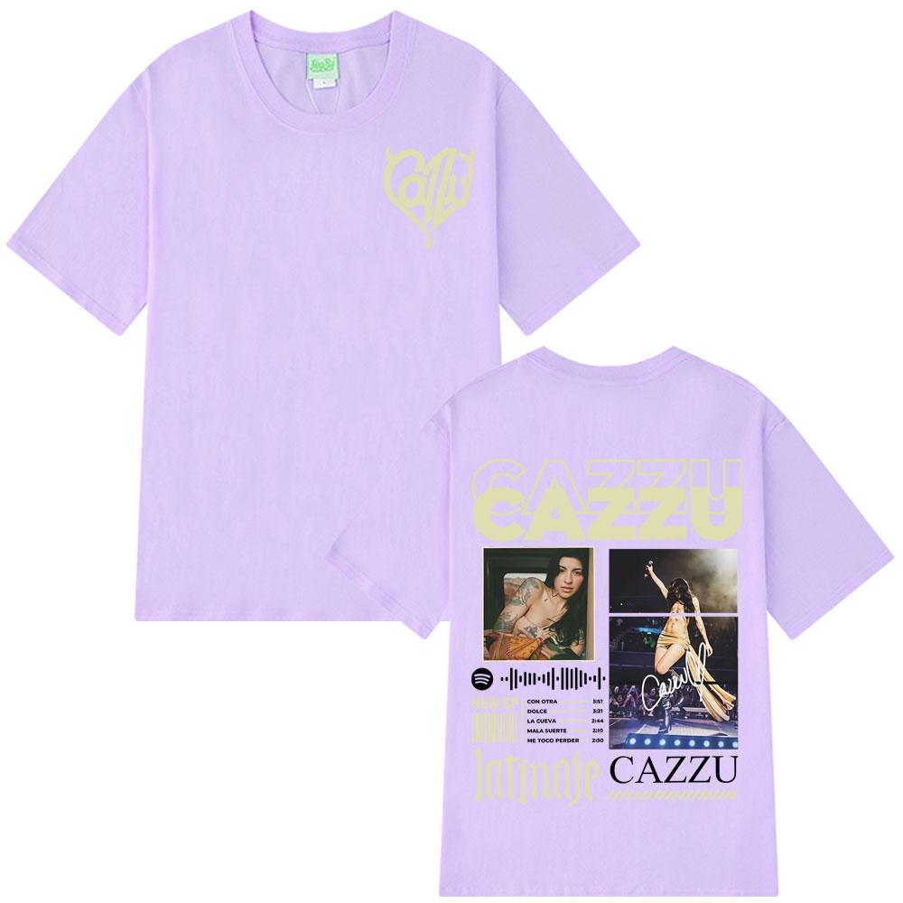 Singer Cazzu 2025 New Album Print TShrit Men Women Oversized Cotton T Shrits Casual Crewneck Short Sleeve Cozy Aesthetic T-shirt