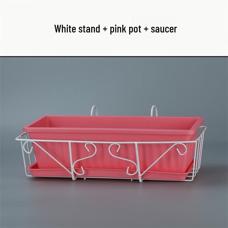 KEYSHEEL Rectangular Plastic Hanging Planter with Iron Frame