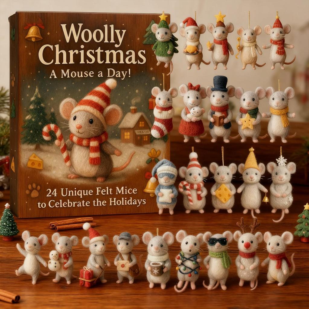 Weihnachtsmäuse Adventskalender Acryl Ornament 24 Tage Countdown Deko Winter Feiertag Hängeanhänger für Zweige