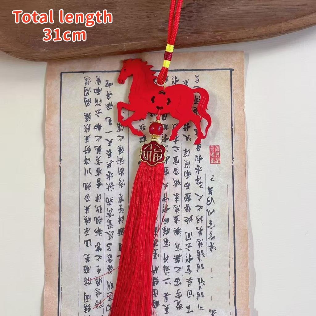 S-1Pc 2026 Year Of The Horse Wall Hanging Ornament New Year Lucky Housewarming Decoration Red Wooden Plaque Horse Pendant Gifts