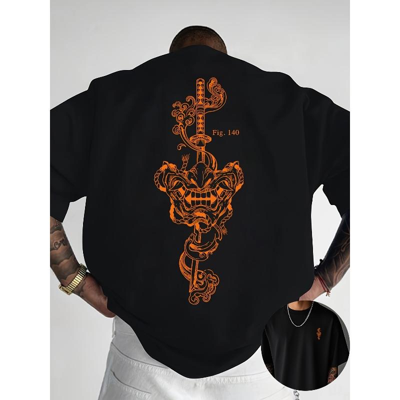 Men's Print Round Neck T-Shirt, Pure Summer Trendy Fashion Short Sleeve, Casual Daily Style Top, Essential for Outdoor Leisure