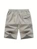 Ανδρικό βαμβακερό σορτς μονόχρωμο που αναπνέει στη μέση με τσέπες με φερμουάρ Casual καλοκαιρινό ντύσιμο