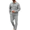 Men's Slim Fit Cardigan Jacket Single-breasted Pocket Long Sleeved Sportswear Elegant Two-Piece Set with Long Pants