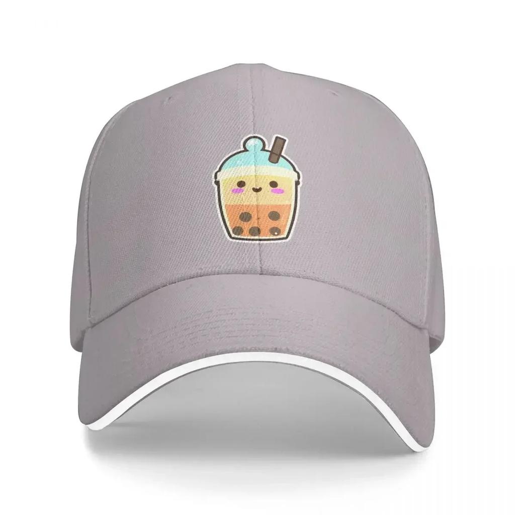 New Cute Happy Kawaii Bubble Tea Cap Casual Baseball Caps Adjustable Hat Summer Unisex Baseball Hats Customizable Polychromatic