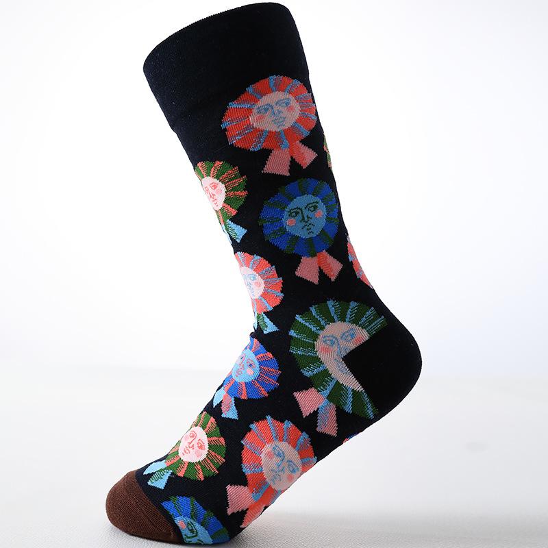 Coton peigné nouveau phare rétro chaussettes de marée japonaises hommes et femmes chaussettes mi-mollet brodées