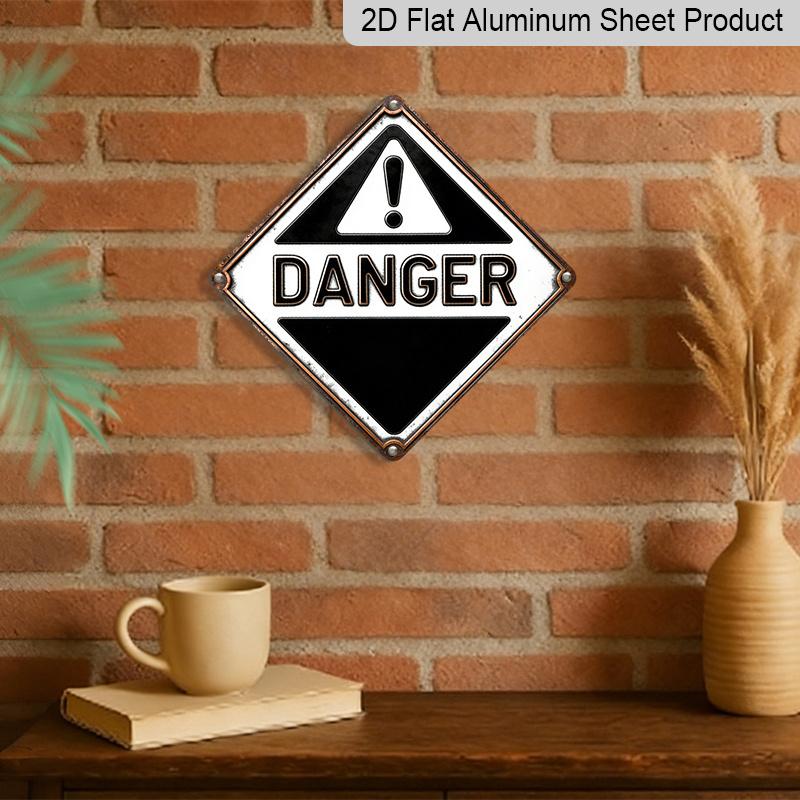 2D Flat, 1pc, Danger Sign Theme, Decorative Gift for Industrial Decor Lovers, Vintage Metal Aluminum Sign, Suitable for Factory, Laboratory, Repair