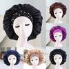 Women Bonnet Cap Solid Color Faux Pearls Rhinestone Elastic Band Bouffant Hat for Hair Salon