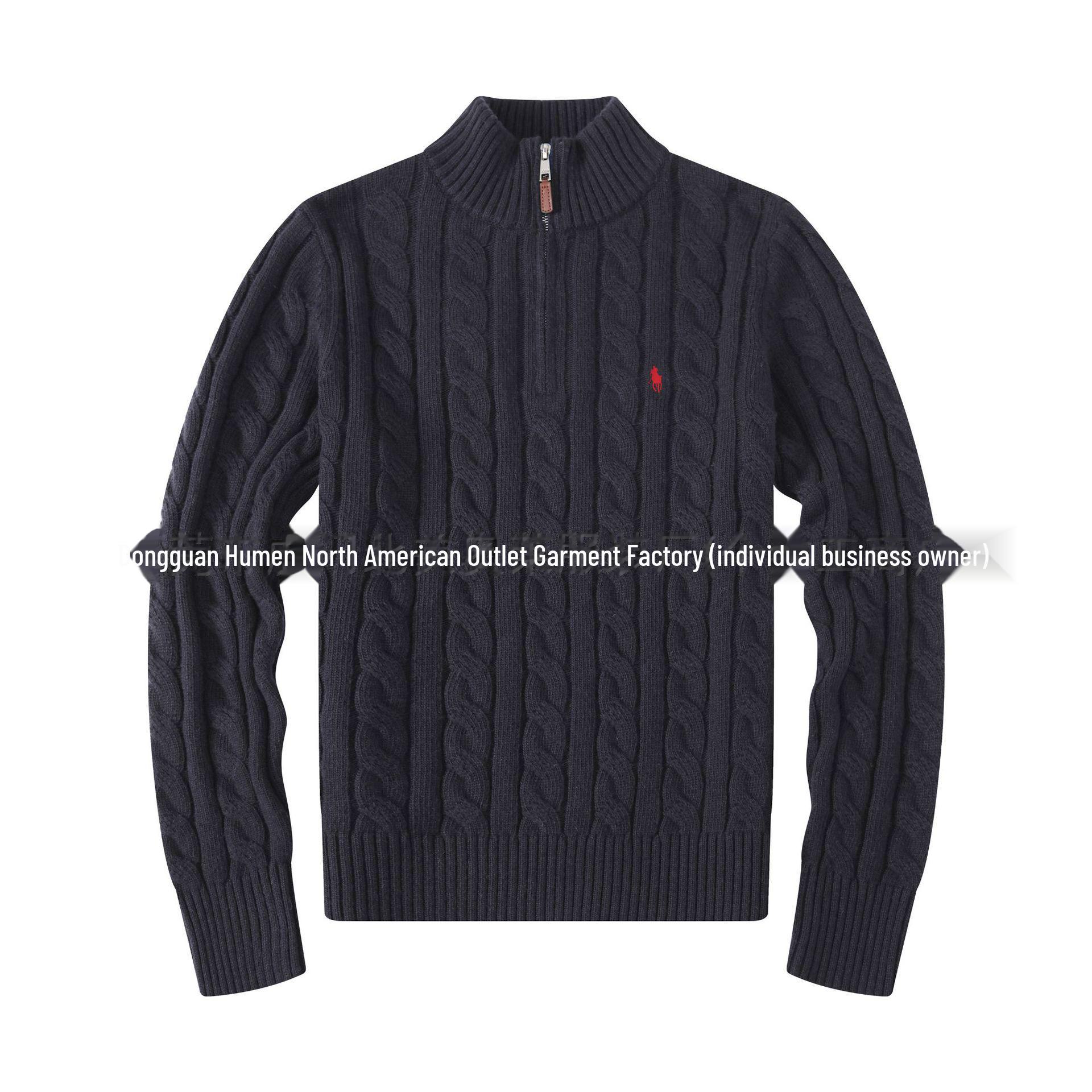 Polaris star RL Heren Wollen Trui met Pony Logo - Opstaande Kraag, Rits, Casual Pasvorm S