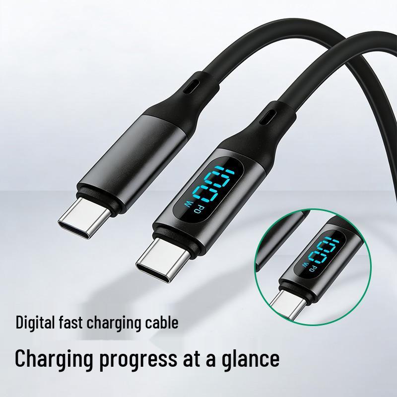 PD100W Digital Display Silicone Fast Charging Cable for Android and Apple Phones