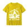 We Out Here Funny Bigfoot Abduction Printed Women T-Shirt Tops Summer Short Sleeve Round Neck Tshirts
