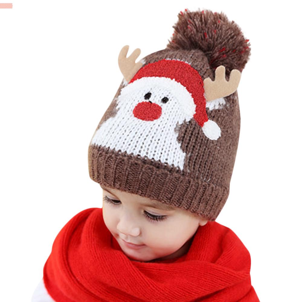 Baby Kids Beanie For Boys Girl Cap Cotton Knitted Ball Winter Warm Christmas Hat
