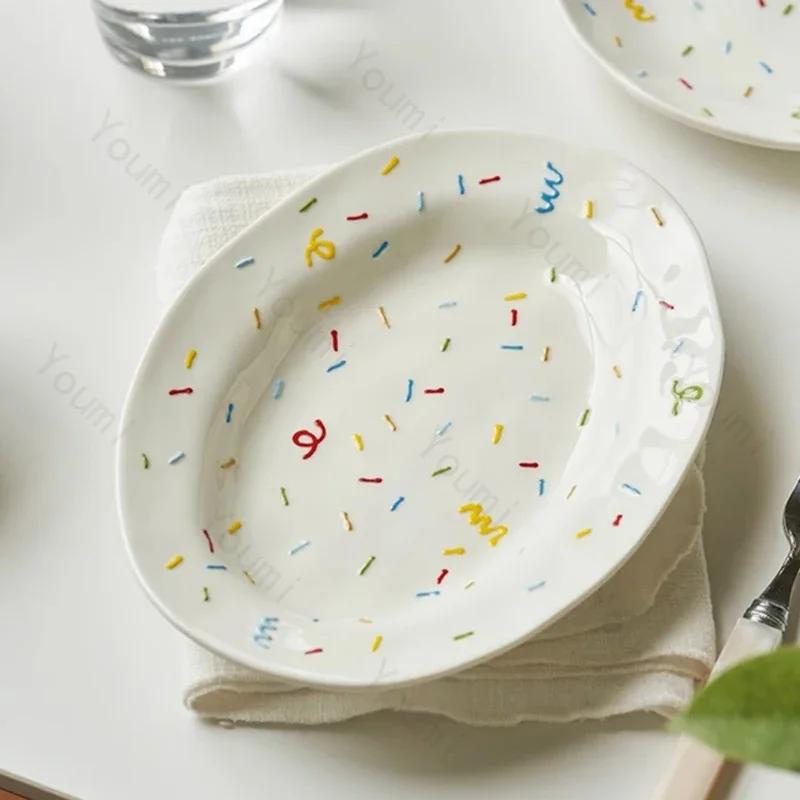 Cute Round Relief Ceramic Plates High End Sushi Shop Delicious Ramen Bowls Household Creative Fish Plate Exquisite Tableware