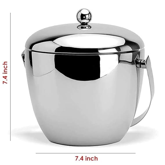ABHAS® 1.5L Stainless Steel Apple-Shaped Ice Bucket With Tong, Peg Measurer & Wine Stopper | Premium Bar Accessory