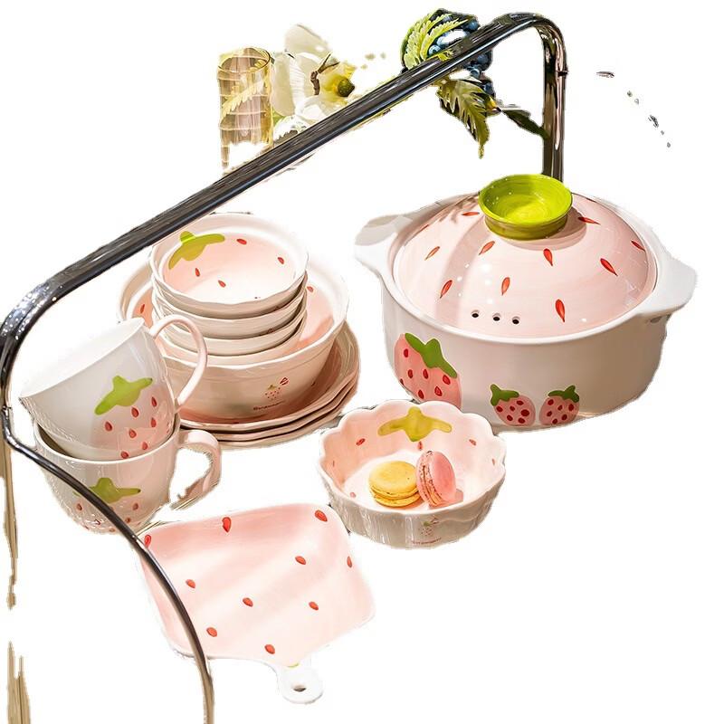 Strawberry Ceramic Dinnerware & Casserole Set