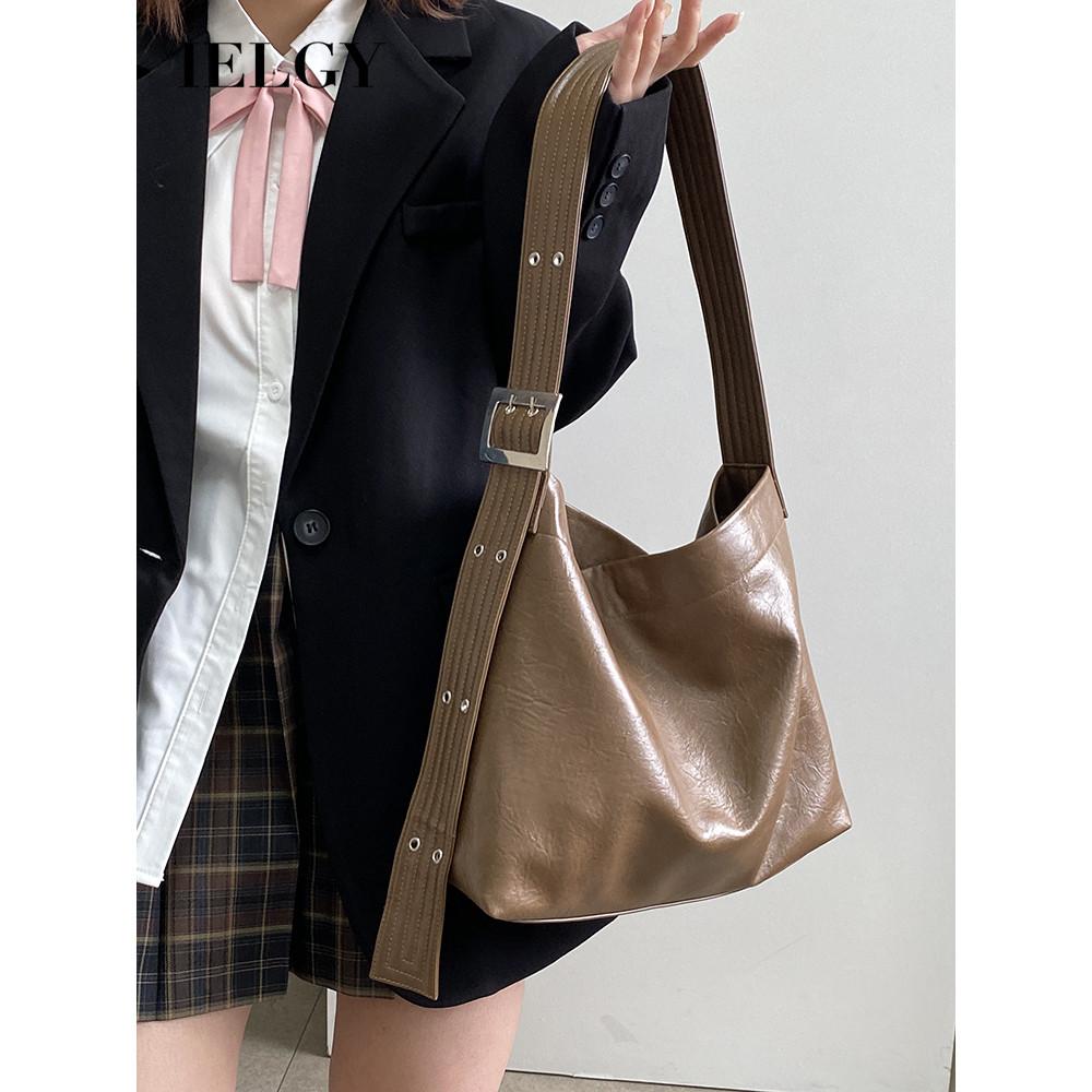 Ielgy Autumn Winter Retro Soft Leather Large Capacity Tote Bag