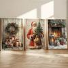 3pcs Santa Claus Christmas Tree Canvas Poster Rustic Christmas Holiday Winter Snow Scene Wall Art Prints for Modern Home Decor
