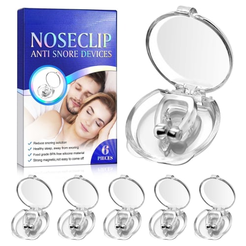 Anti-Snoring Nose Clips, Nasal Dilator Clips, Set of 6 - Prevent Snoring, Support Nasal Breathing, Comfortable Silicone, Storage Case Included