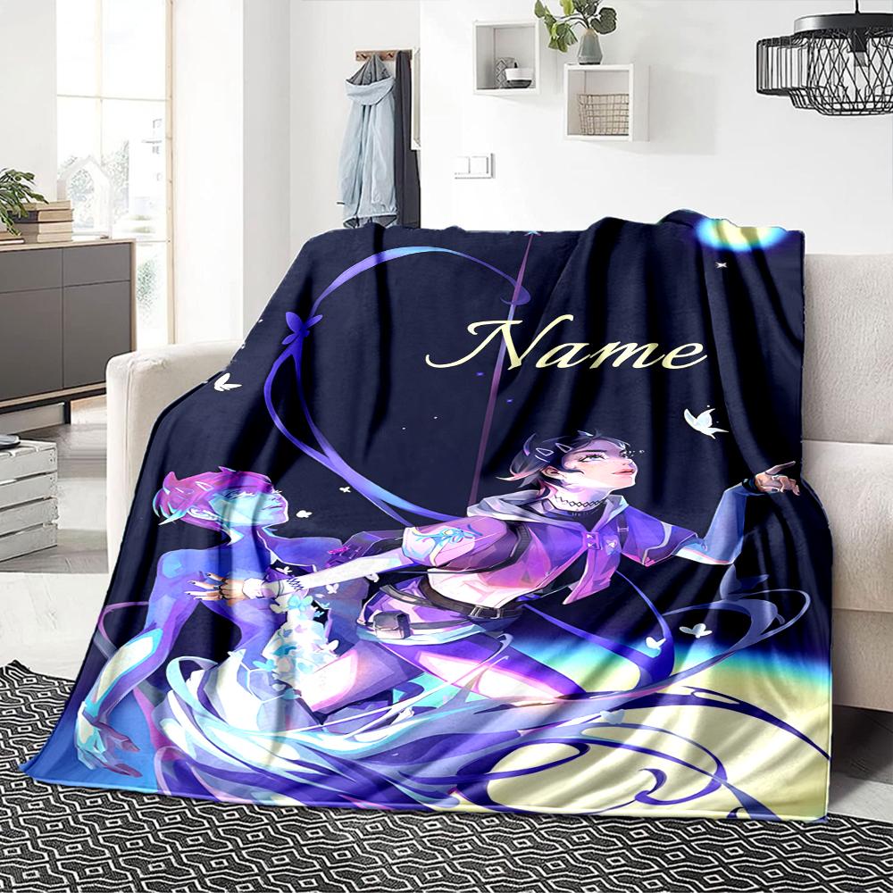 Custom Name Rainbow Fox Adventure blanket for Couch & Bed, Plush Cozy Fuzzy Blanket Super Soft & Warm Blankets for Fall and Winter. 0908190