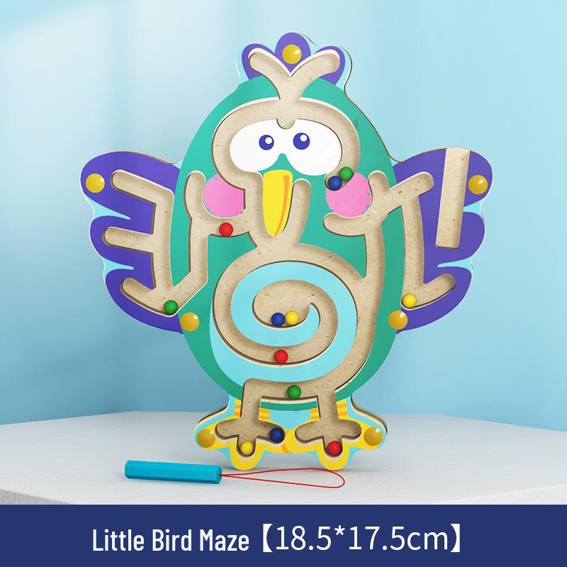 Wooden Magnetic Bead Maze Pen for Children's Education