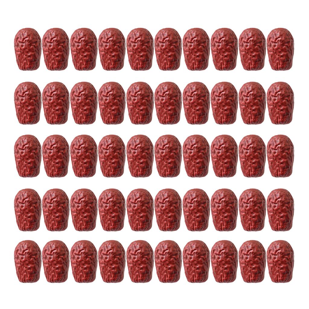 Pack of 50 Realistic Fake Jujube Dried Fruit Model Artificial Food Plastic Ornaments for Home and Holiday Decorations