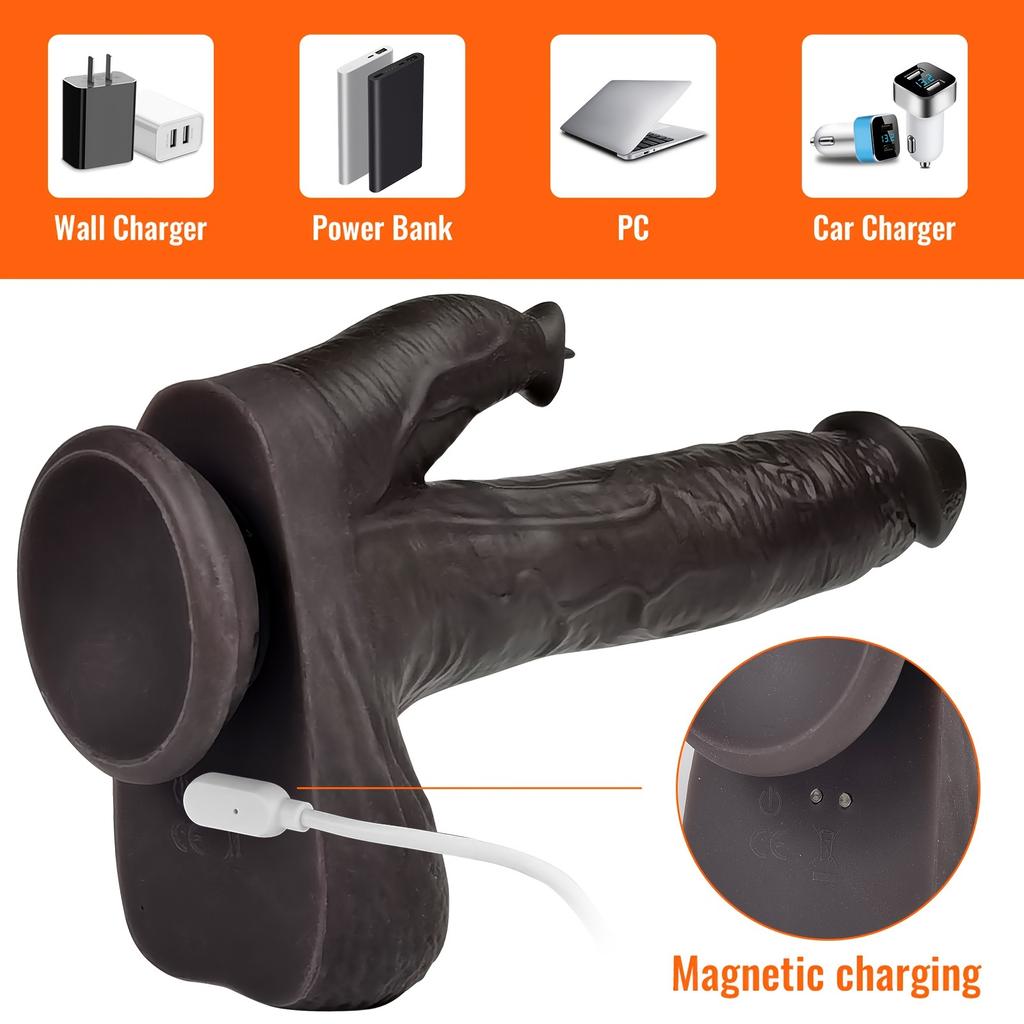 Heating Thrusting Dildo Licking Vibrator For Women, Realistic Dildo Wireless Clitoral Stimulator With 6 Telescopic & 10 Vibrations & 10 Licking Modes