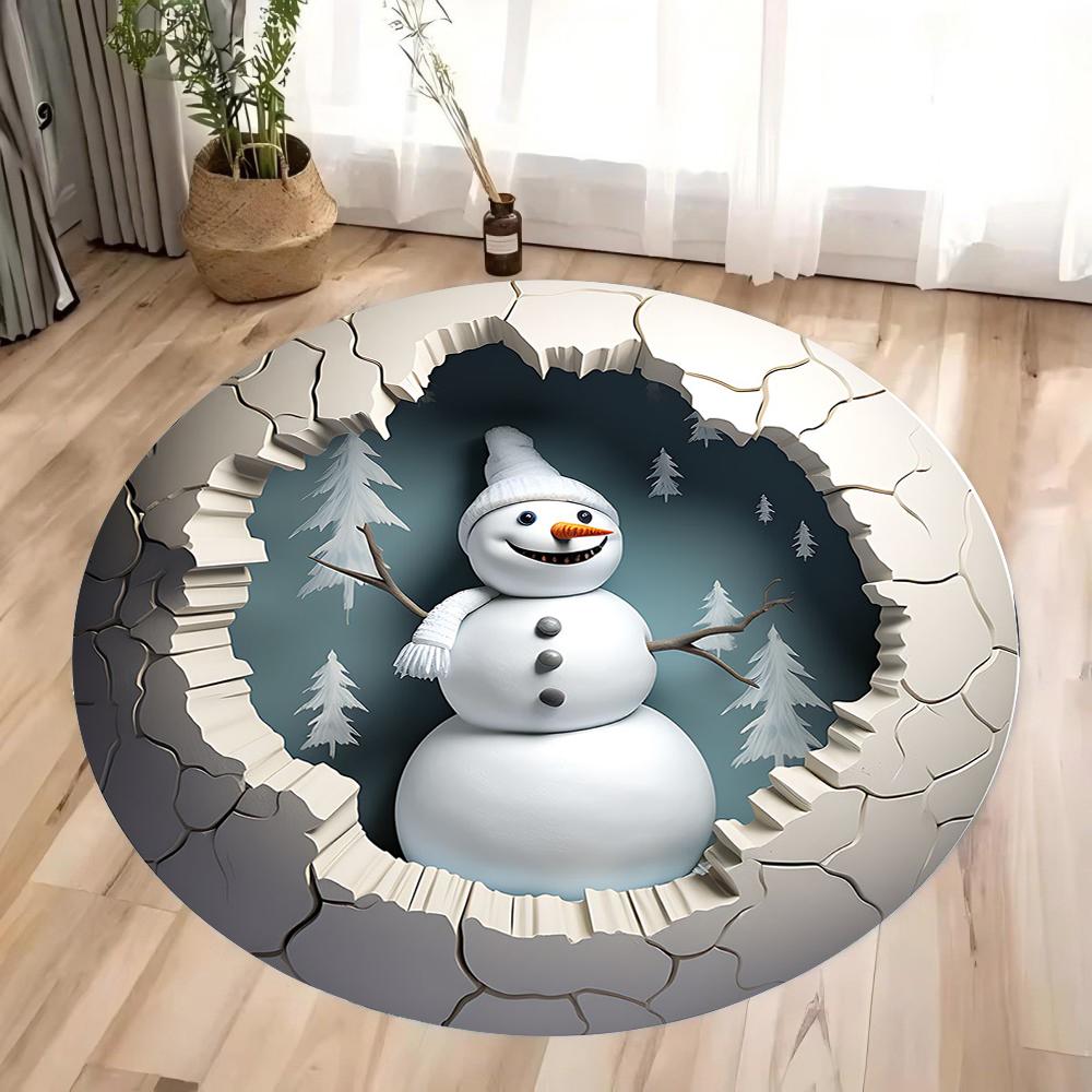 Christmas Decoration Anti Slip Carpet Santa Claus Pattern Circular Carpet Christmas Decoration Anti Slip Carpet Home Decoration