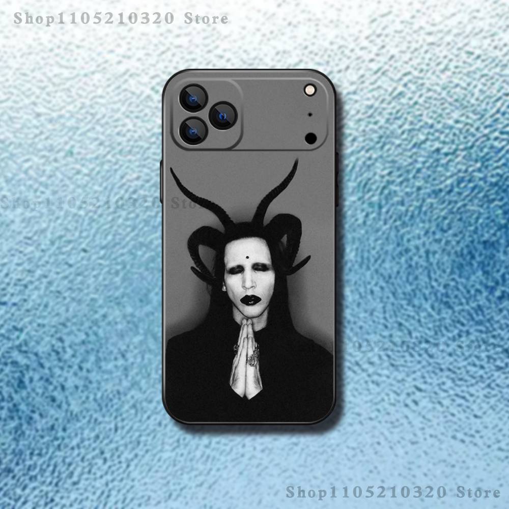 M-Marilyn M-Manson Phone Case For iPhone 17,16,15,14,13,12,11,Pro Max,XSX,,XR,SE,Mini,8,7,Soft Silicone Black Cover