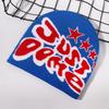 Knitted Hat Retro With Letter And Star Embroidery Design For Hip Hop Look Street