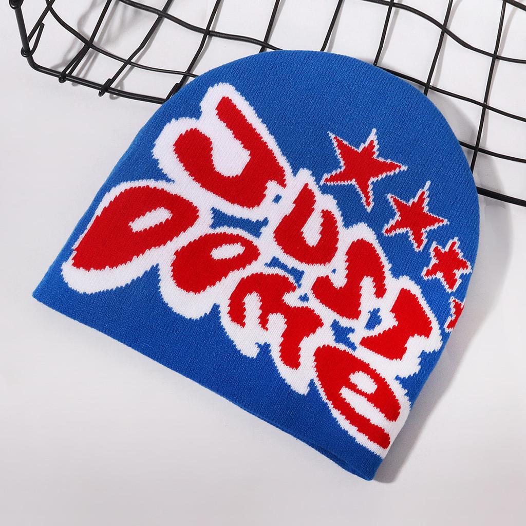 Knitted Hat Retro With Letter And Star Embroidery Design For Hip Hop Look Street