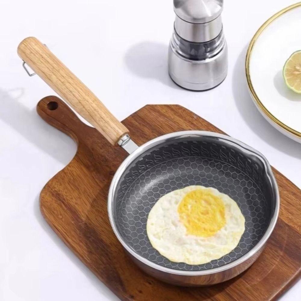 Stainless Steel Hot Oil Splashing Pot Non-Stick Pancake Skillet Omelette Pan  Outdoor Camping