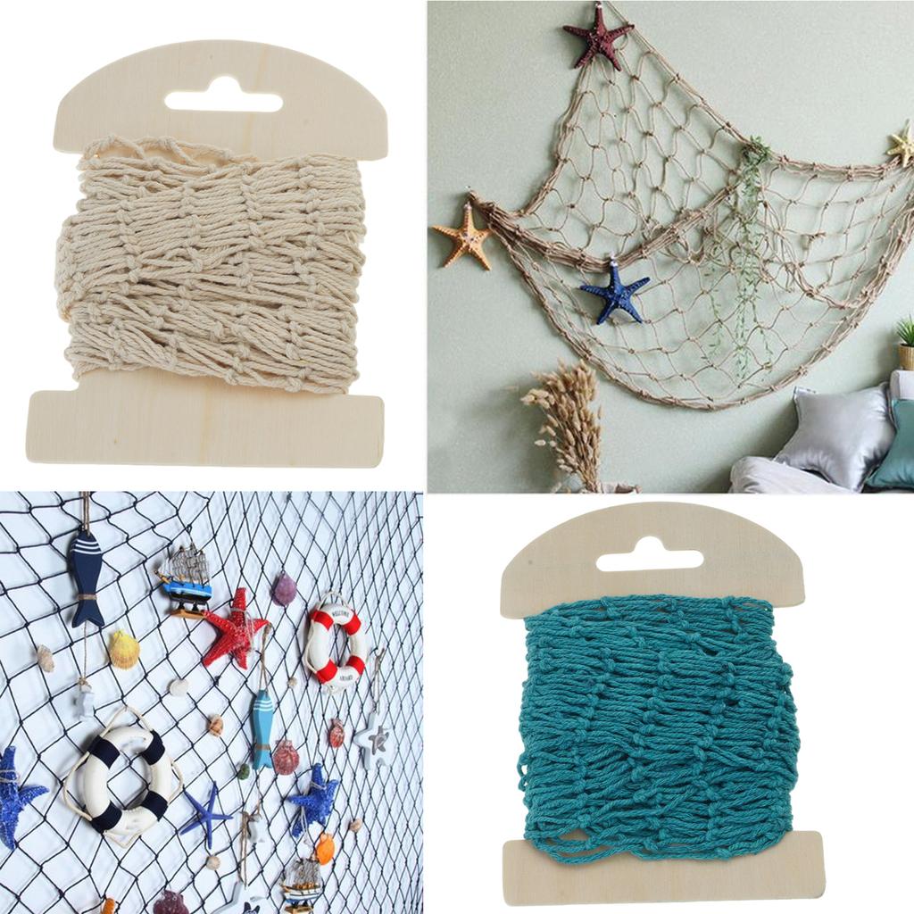 Lot de 2 Filets de Pêche Décoratifs Bleus et Beiges Pour Arrière-plans de Photographie Ambiance Côtière Accessoires Photo