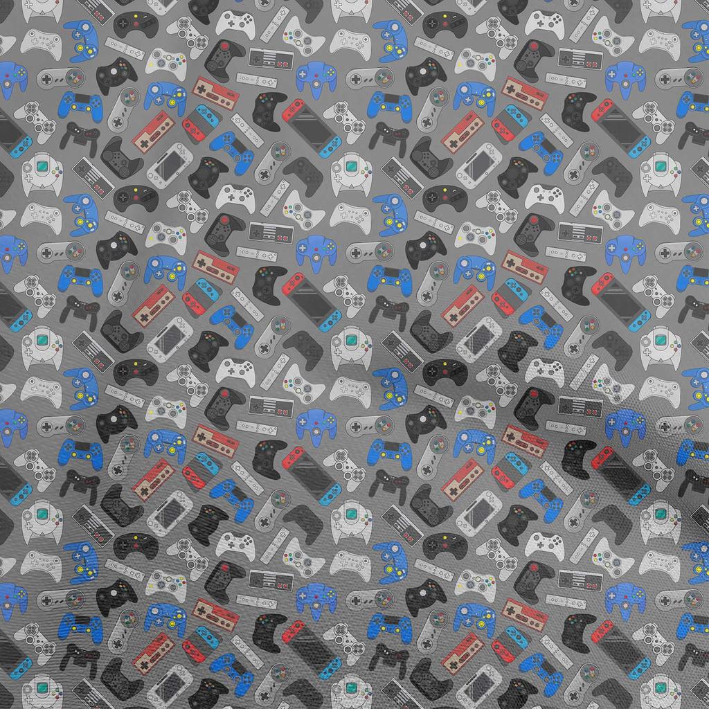 oneOone Cotton Flex Black Fabric Video Game Quilting Supplies Print Sewing Fabric By The Yard 40 Inch