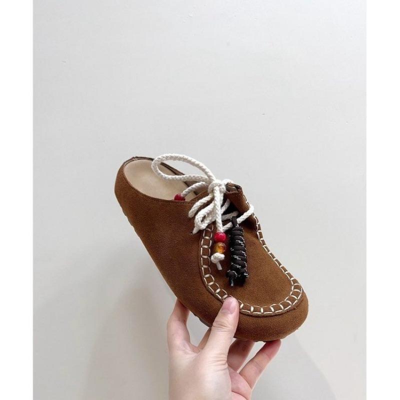 

Винтажные летние и осенние кенгуру обувь сумка голова тапочки сандалии носить ленивые полутапочки 40 коричневый