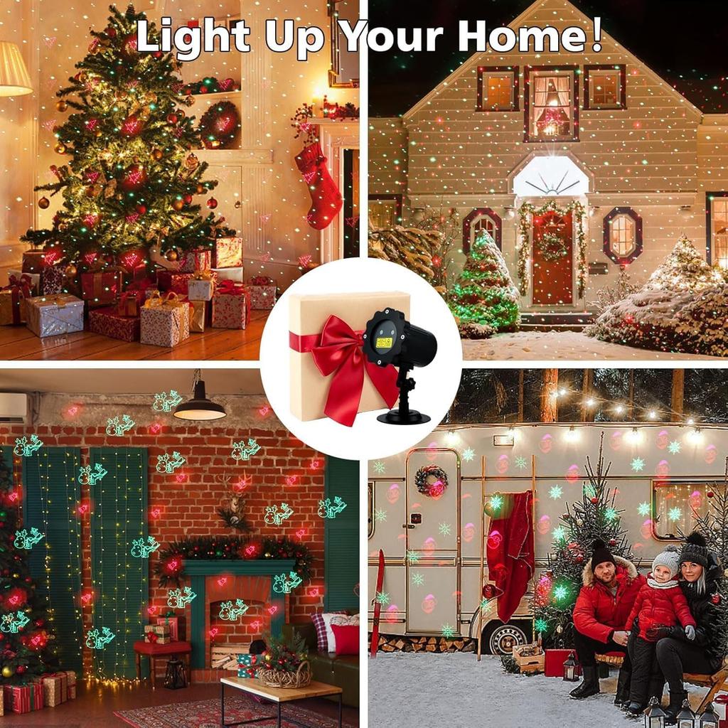 Christmas Projector Lights Outdoor, Waterproof Christmas Decorations Led Lights Projector with Remote Control Timer Indoor Firefly Lights for Xmas