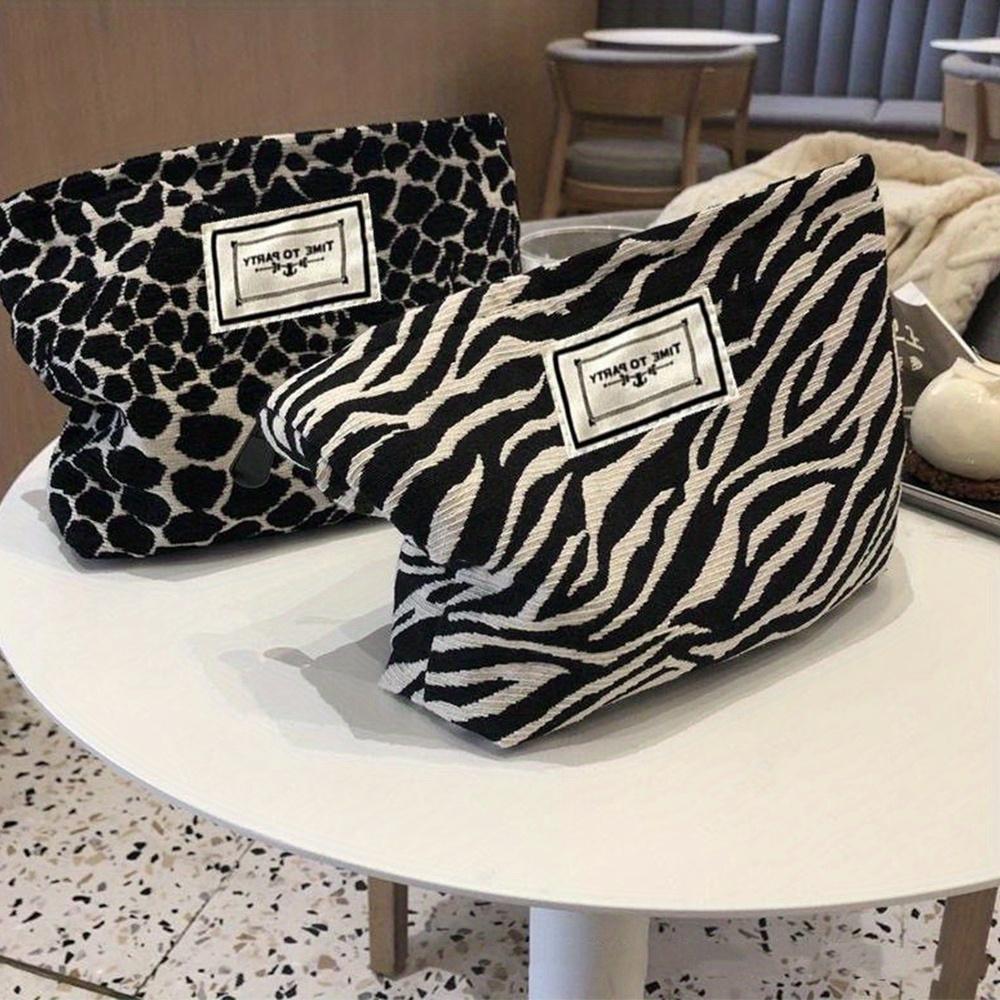 Fashion Leopard Print Zebra Print Makeup Bag, Wash Bag, Women's Handbag, Hand-held Bag, Convenient Large Capacity Storage Bag-ll