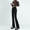 Women's Black High-Waisted Flared Jeans - Slimming, Trendy, Stretchy, Plus Velvet, Floor-Length for Spring/Autumn