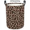 1pc Laundry Basket, Leopard Print Clothes Hamper, Foldable Fabric Storage Organizer with Reinforced Handles, Large Capacity Laundry Bin for Closet, Be