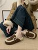 Flache Plateau Baumwollpantoffeln Damen Pelz Pantoletten Schuhe 2025 Winter Neu Plüsch Warme Pantoletten Trend Weiches Leder Gemütliche Freizeitschuhe