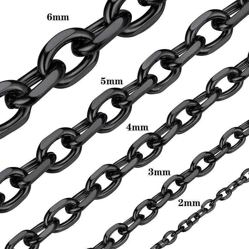 Edelstahl O-Kette für Herren Damen Rolo Halskette für Anhänger Gold/Silber/Schwarz Farbe Kabelglied Geschenk 2mm 3mm 4mm 5mm 6mm Breit